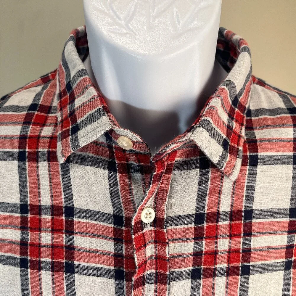 Banana Republic Men’s Gray Red Blue Flannel Shirt 🍂 Untucked Slim Fit Large L